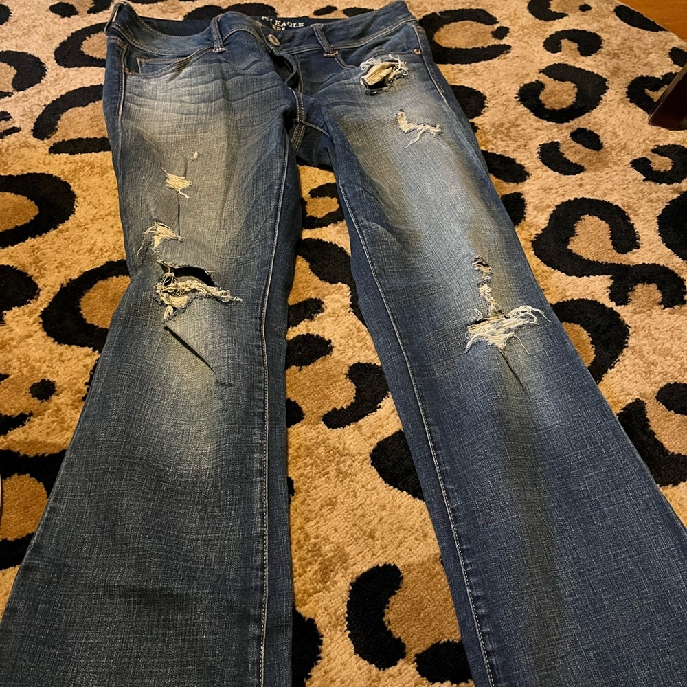 COPY - Sz 12 AE Ripped Kick Boot Super Stretch Jeans